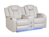 BENZ LED & Power Reclining Loveseat Made With Faux Leather in Ice 659436352759