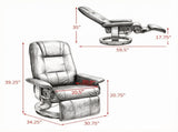 Black Manual Swivel Faux Leather Lounge Chair with Footrest & Armrest, Perfect for Living Room 52877052