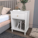 26.77''H Wooden Nightstand with One Drawer One Shelf for Kids, Adults, White 33261202