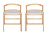 Balmain Indoor Rubberwood Barstool, Natural Finished and Beige Upholstery, Set of 2 N775P318294N