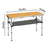 Outdoor Folding Camping Table, 3ft Portable Pinic Table with 3 Adjustable Height, Small Aluminum 82598655