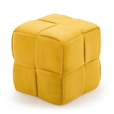 Square Ottoman Foot Stool Corduroy Vanity Chair Bench with Padded Woven Footrest for Entryway Living 46377371