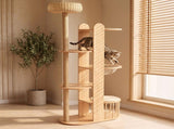 Multi-Level Wood Cat Tree Tower, 70.8" Tall Cat Activity Tree with Sisal Scratching Post, Space W3101P553723