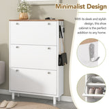 Narrow Design Shoe Cabinet with 3 Flip Drawers, Wood Grain Pattern Top Entryway Organizer with 3 77833346