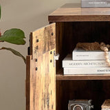 Home Office Desk Distressed Wood One Cabinet Three Shelves Faux Barn Door on Metal Euro Hinges B107P218345