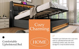 Full size Upholstered Platform bed with a Hydraulic Storage System, LED and USB Charging, Grey 28931519