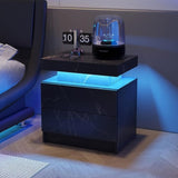 Nightstand LED Bedside Table Cabinet Lights Modern End Side with 2 Drawers for Bedroom W2178138741