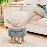 Round Ottoman with Storage Multifunctional Cotton Knitted Shoe Changing Stool Footrest Stool for 52712830