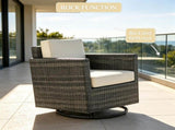 Cream White PE Wicker Outdoor Swivel Rocker 360&deg Patio Glider Chair for Porch, Backyard, Deck 87045009