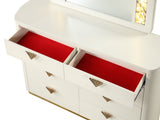 La Pierre Modern Style 8- Drawer Dresser Made with Wood and Gold Accents in Beige G150108844