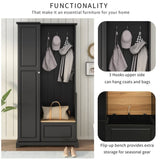 ON-TREND Stylish Design Hall Tree with Flip-Up Bench, Minimalist Hallway Shoe Cabinet with WF304223AAB