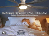 52 Inch Ceiling Fan with Dimmable 3 Colors LED Light Reversible Noiseless DC Motor Smart APP Remote W934P147643