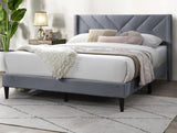 ZNTS Elegant Modern Gray Velvet Upholstered Queen Size Bed Clean Lines Design Headboard 1pc Bedframe B011P238925