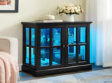 LED Curio Display Cabinet, Antique Display Cabinet with Adjustable Shelves, Retro Design Quality 02623610