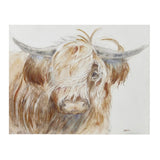 Hand Embellished Highland Bull Canvas Wall Art B035129227