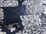 7 Piece Cotton Printed Comforter Set Indigo Cal King B03596963