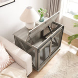 Farmhouse Dog Cage Crate Furniture Sliding Barn Door, Farmhouse Wooden Dog Kennel End Table W2275P164727