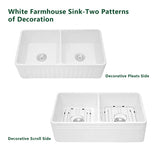 Ceramic White 33*18*10" Kitchen Double Basin Farmhouse Sink Rectangular Vessel Sink JY3318A