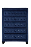 Modern Style Crystal Tufted Upholstery 5-Drawer Chest finished with Velvet Fabric made with Wood in 733569243150