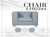 Saree Light Teal Chenille & White Finish Chair B2726P256343