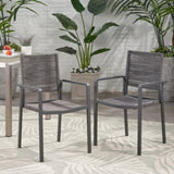 Outdoor Modern Aluminum Dining Chair with Rope Seat , Gray and Dark Gray 70660.00DGRY