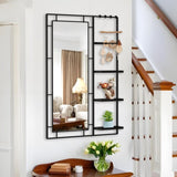 30X44 Ines Modern Vanity Mirror with Multi-functional Shelf, Large bathroom Mirror, Black Frame W708P235372