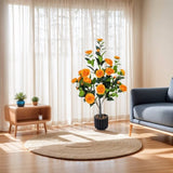 Artificial Camellia Tree 2 Pack, 36"Faux Camellia in Pot with Orange Flowers, Greenery Potted W2641P314787