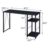 Black 2-Shelf Rectangular Writing Desk B062P184552