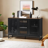 3 Drawer and 4 Shelves Dresser with Slatted Grille Striped Drawer and doors, Modern Style Dresser, W578P193314