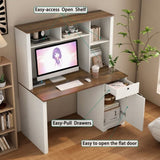 Computer Desk with Hutch & Bookshelf,Wood Executive Desk Teens Student Desk Writing Laptop Home W1321P205015