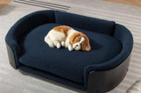 ZNTS Scandinavian style Elevated Dog Bed Pet Sofa With Solid Wood legs and Black Bent Wood Back, Cashmere W794125949