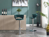 Set of 2 Bar Stools,with Chrome Footrest and Base Swivel Height Adjustable Mechanical Lifting Velvet W1249P247739
