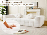 84.6-inch Modern Boneless Couch with Two Circular throw pillows,Skin-friendly lychee-textured W834P366230