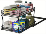 Two Tier sink pull out cabinet organizer two layers slide out of the sink cabinet 15601181