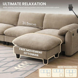 108" Modular Sectional Sofa, L-Shape with 31.5" Extra-Wide Seat Cushion, USB and Type-C Charger, 76049104