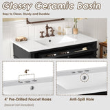 36'' Bathroom Vanity with Top Sink, Modern Bathroom Storage Cabinet with 2 Drawers and a Tip-out N710P230246B