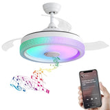 42 Inch Modern Invisible Ceiling Fan, 120V 3 ABS Blades Remote Control Reversible DC Motor With 36W W882P146897
