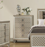 Glamorous Champagne Finish 1pc Chest of 4 Drawers Acrylic Feet Luxury Bedroom Furniture Beveled B011P172674