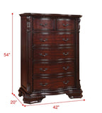 ZNTS 1pc Traditional Formal Tall Chest Storage Drawers Decorative Drawer Pulls Solid Wood Bedroom B011P204071