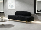 With Backrest, Gold Legs, Chenille Waiting Chair, 140*50*80cm, Black 28082880