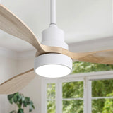 48 Inch Indoor Ceiling Fan With Light 3 Solid Wood Blades Remote Control Reversible DC Motor For W882P294918