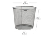 Mesh Trash Can, 16.65L , Waste Paper Basket, Round, Office, Metal, Silver 47621532