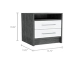 Smokey Oak and White 2-Drawer 1-Shelf Rectangle Nightstand B06280355