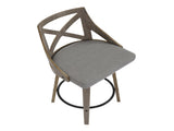 Fixed Height Counter Stool in Light Grey Wood and Grey Fabric - Set of 2 B202P471207