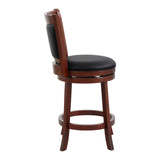 Comfortable Swivel Counter Height Chair 1pc Dark Cherry Finish Faux Leather Upholstery Solid Wood B011P238914
