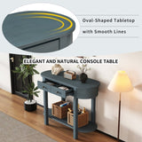 Elegant Retro Console Table with Curved Design and Smooth Glaze for Entryways, Living Rooms and 98080815