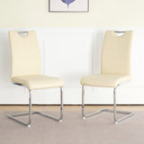Modern Light Yellow PU dining chair living room chair upholstered chair, electroplated metal chair W210P179894