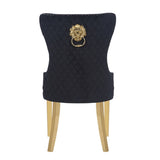 Simba Gold 2 Piece Dinning Chair Finish with Velvet Fabric in Black 659436063105