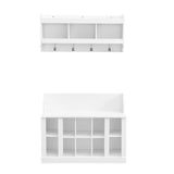 ON-TREND Shoe Storage Bench with Shelves and 4 Hooks, Elegant Hall Tree with Wall Mounted Coat Rack, WF313576AAK