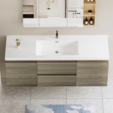 60" Floating Bathroom Vanity with Sink, Modern Wall-Mounted Bathroom Storage Vanity Cabinet with W1573P152705